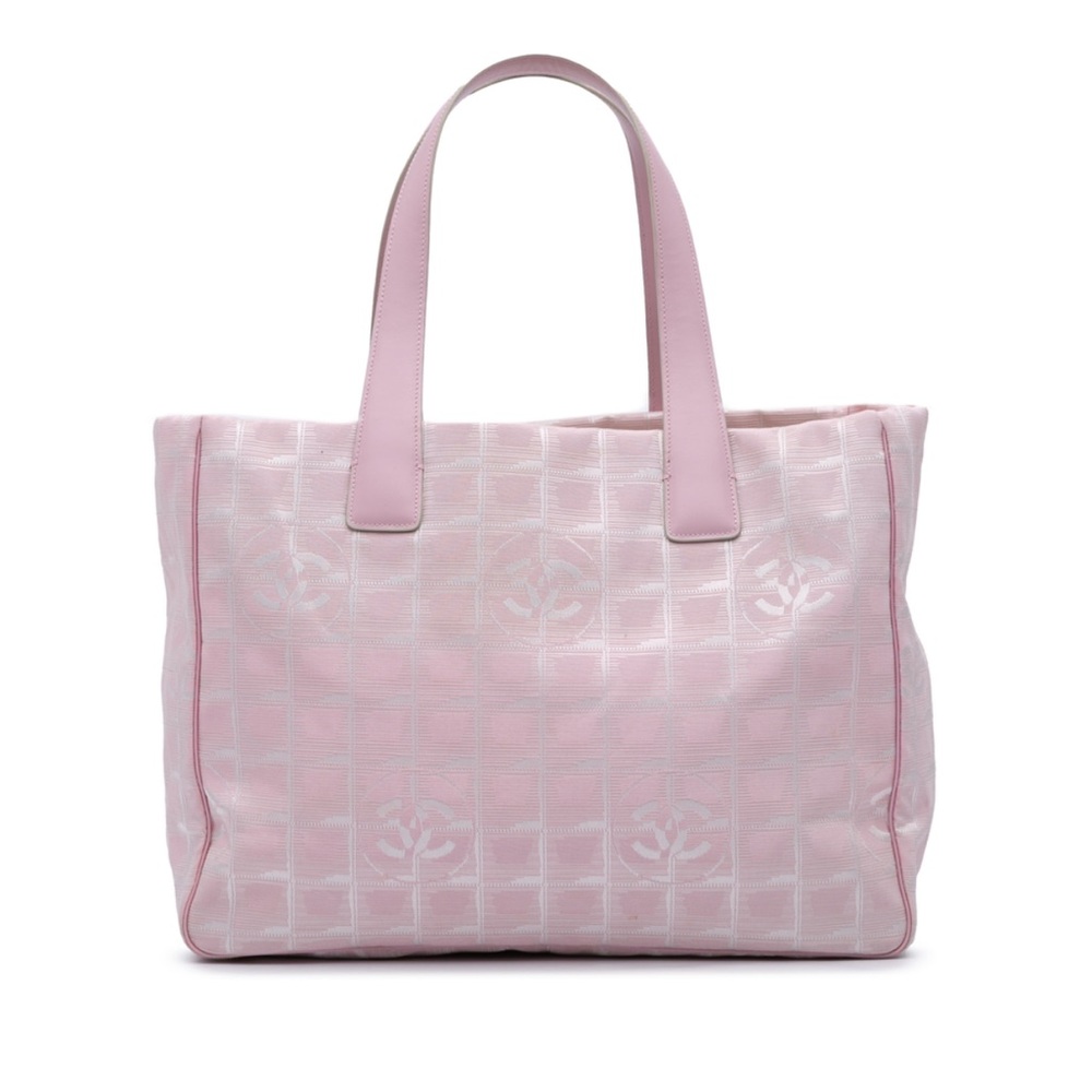 CHANEL Pink CC logo Travel  Ligne Tote